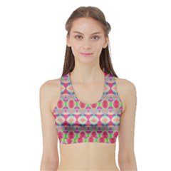 Pretty Pink Shapes Pattern Women s Sports Bra With Border