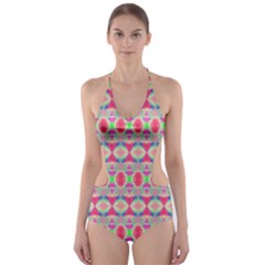 Pretty Pink Shapes Pattern Cut-out One Piece Swimsuit