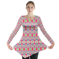 Pretty Pink Shapes Pattern Long Sleeve Tunic 