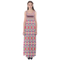 Pretty Pink Shapes Pattern Empire Waist Maxi Dress