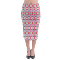 Pretty Pink Shapes Pattern Midi Pencil Skirt