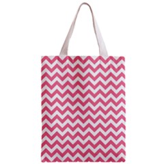 Soft Pink & White Zigzag Pattern Zipper Classic Tote Bag