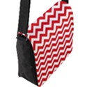 Poppy Red & White Zigzag Pattern Flap Closure Messenger Bag (L) View2