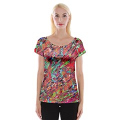 Expressive Abstract Grunge Women s Cap Sleeve Top