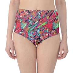 Expressive Abstract Grunge High-waist Bikini Bottoms