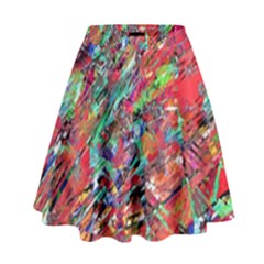 Expressive Abstract Grunge High Waist Skirt