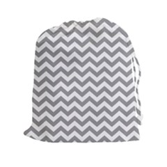 Medium Grey & White Zigzag Pattern Drawstring Pouch (xxl)