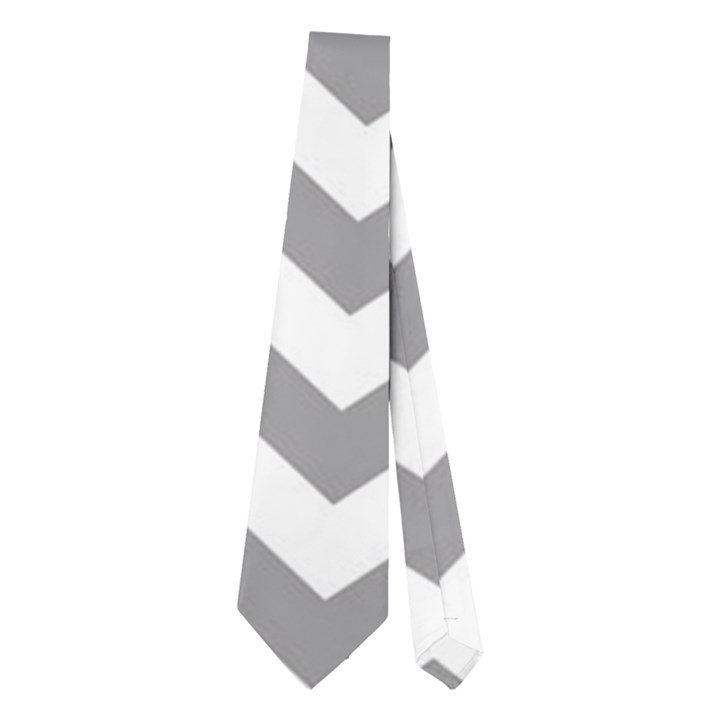 Medium Grey & White Zigzag Pattern Necktie (Two Side)