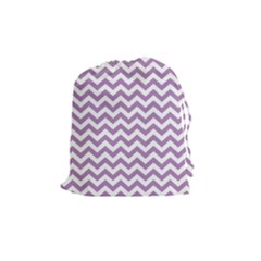 Lilac Purple & White Zigzag Pattern Drawstring Pouch (medium) by Zandiepants