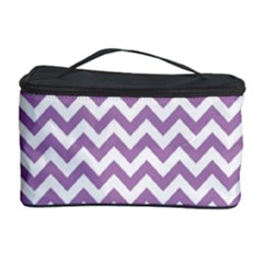 Lilac Purple & White Zigzag Pattern Cosmetic Storage Case by Zandiepants