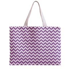 Lilac Purple & White Zigzag Pattern Zipper Mini Tote Bag by Zandiepants