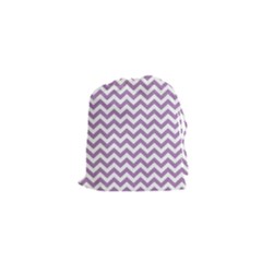 Lilac Purple & White Zigzag Pattern Drawstring Pouch (xs) by Zandiepants