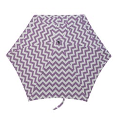 Lilac Purple & White Zigzag Pattern Mini Folding Umbrella