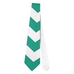 Emerald Green & White Zigzag Pattern Necktie (one Side) by Zandiepants