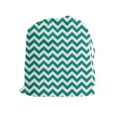 Emerald Green & White Zigzag Pattern Drawstring Pouch (xl)