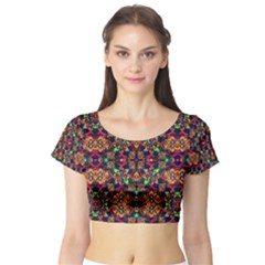 Luxury Boho Baroque Short Sleeve Crop Top (tight Fit) by dflcprintsclothing