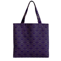 Stylized Floral Check Zipper Grocery Tote Bag