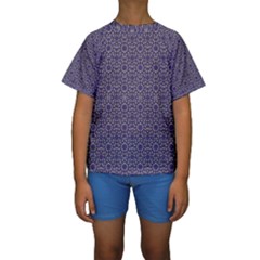 Stylized Floral Check Kid s Short Sleeve Swimwear