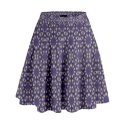 Stylized Floral Check High Waist Skirt