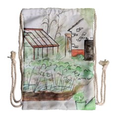 Watercolour Garden Drawstring Bag (large)