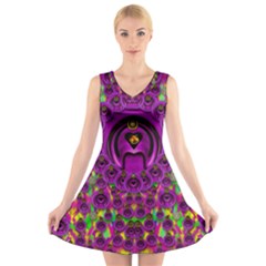 Love For The Fruit And Stars In The Milky Way V-neck Sleeveless Skater Dress by pepitasart