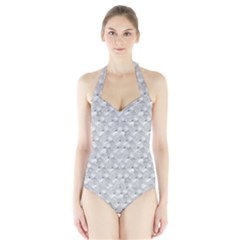 Ditsy Flowers Collage Women s Halter One Piece Swimsuit