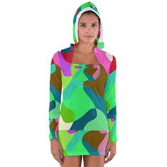 Retro Shapes                                   Women s Long Sleeve Hooded T-shirt