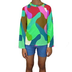 Retro Shapes                                    Kid s Long Sleeve Swimwear