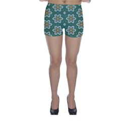 Yellow Flowers Pattern                                    Skinny Shorts by LalyLauraFLM