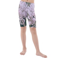 White Flower Kid s Mid Length Swim Shorts