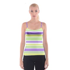 Yellow Purple Green Stripes Spaghetti Strap Top by BrightVibesDesign