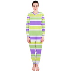 Yellow Purple Green Stripes Onepiece Jumpsuit (ladies) 