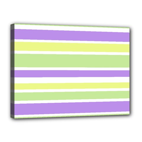 Yellow Purple Green Stripes Canvas 16  X 12  by BrightVibesDesign