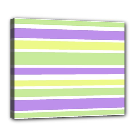 Yellow Purple Green Stripes Deluxe Canvas 24  X 20   by BrightVibesDesign