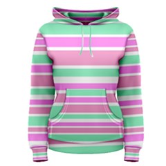 Pink Green Stripes Women s Pullover Hoodie by BrightVibesDesign