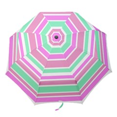 Pink Green Stripes Folding Umbrellas