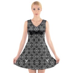 Number Art V-neck Sleeveless Skater Dress