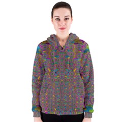 Peacock Eyes In A Contemplative Style Women s Zipper Hoodie