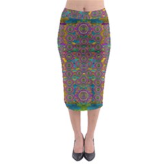 Peacock Eyes In A Contemplative Style Midi Pencil Skirt