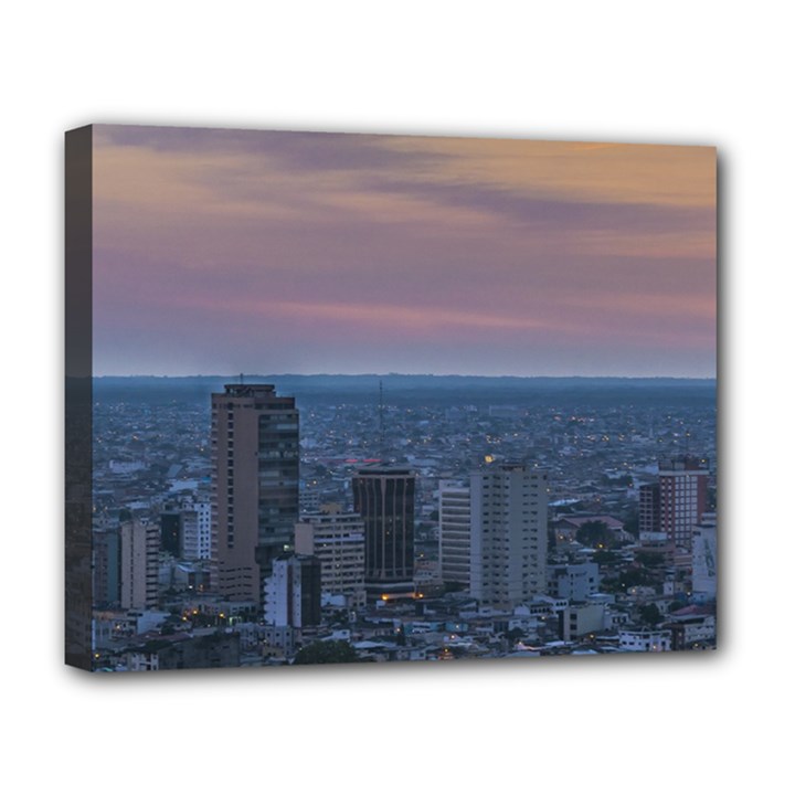 Guayaquil Aerial Cityscape View Sunset Scene Deluxe Canvas 20  x 16  