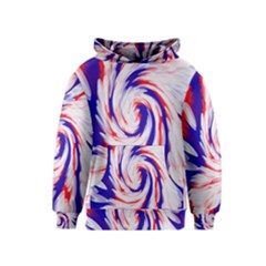 Groovy Red White Blue Swirl Kids  Pullover Hoodie by BrightVibesDesign