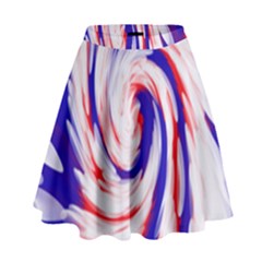 Groovy Red White Blue Swirl High Waist Skirt by BrightVibesDesign