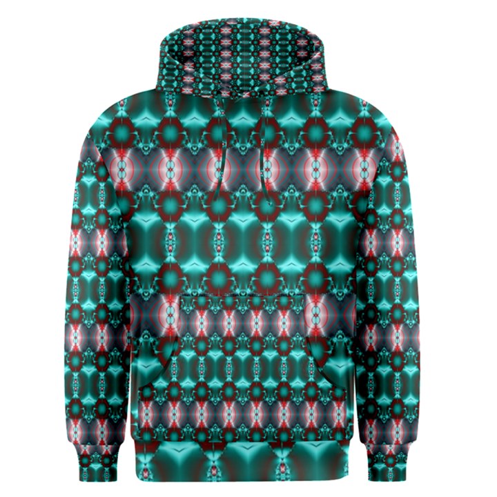 Fancy Teal Red Pattern Men s Pullover Hoodie