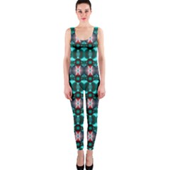 Fancy Teal Red Pattern Onepiece Catsuit