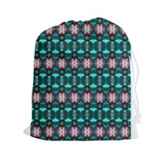 Fancy Teal Red Pattern Drawstring Pouches (xxl)