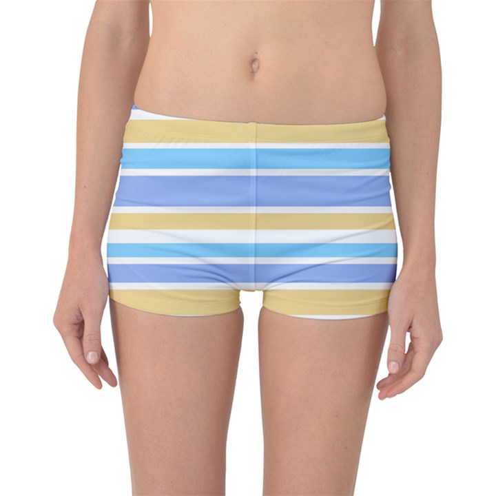 Blue Yellow Stripes Boyleg Bikini Bottoms