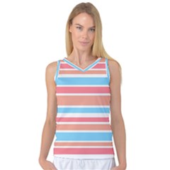 Orange Blue Stripes Women s Basketball Tank Top by BrightVibesDesign