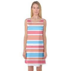 Orange Blue Stripes Sleeveless Satin Nightdress