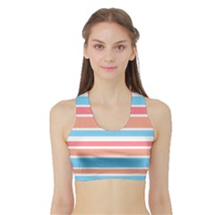 Orange Blue Stripes Women s Sports Bra With Border