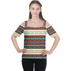 Stripes And Rhombus Chains                                      Women s Cutout Shoulder Tee